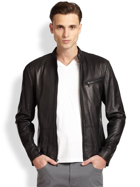 michael kors black short sleeve leather jacket|Michael Kors leather jacket men.